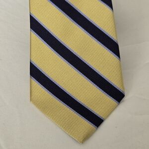 Chaps Gold and Navy Striped Repp Tie 100% Silk